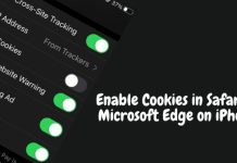 Enable Cookies in Safari Microsoft Edge on iPhone
