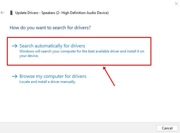 Search automatically for driver updates