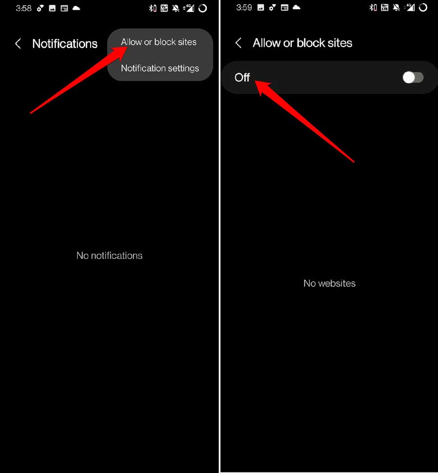 allow or block notifications from websites