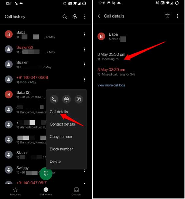 check call duration on Android