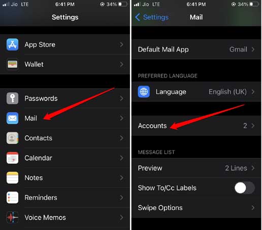 check email accounts for iPhone mail app