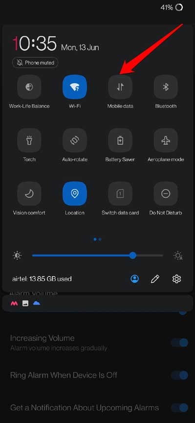 disable mobile data to fix Android connected to WiFi no internet