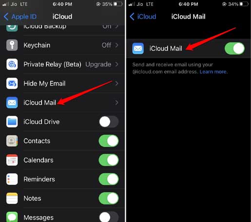 enable iCloud mail to fix not getting emails on iPhone mail app