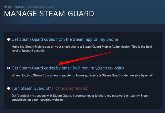 get steam guard codes by email