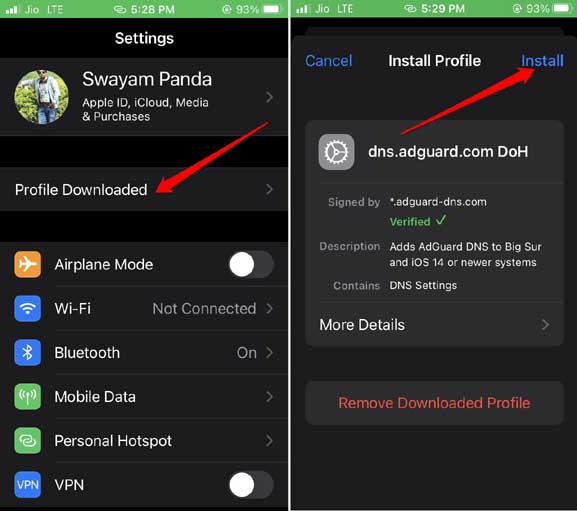 install adguard DNS to block ads in iPhone games