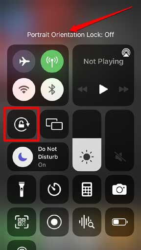 turn off portrait orientation lock to fix auto rotate not working on iPhone