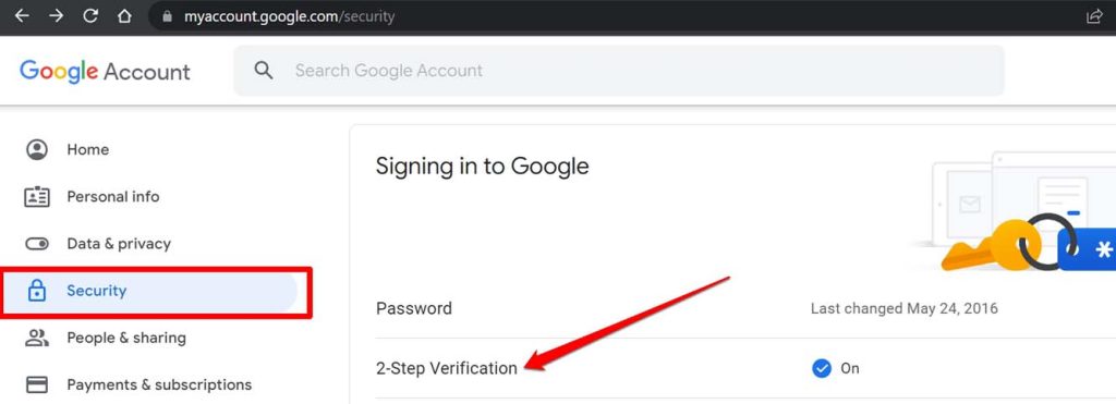 Verificación de seguridad 2FA de Gmail