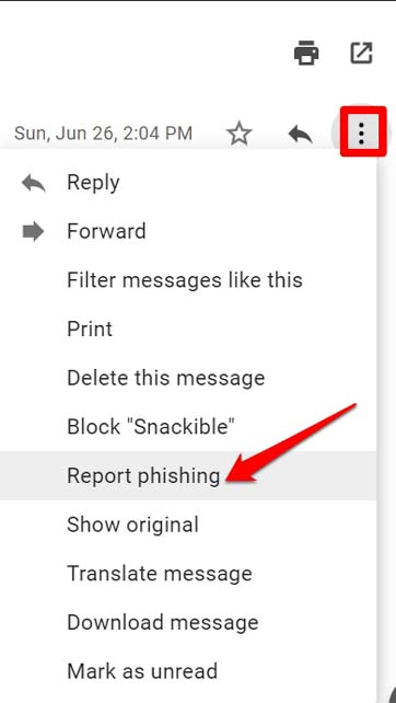 Gmail report phishing sign in attempt prevented email