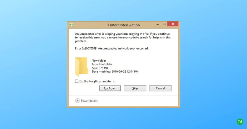 Error de red 0x8007003b en Windows 11
