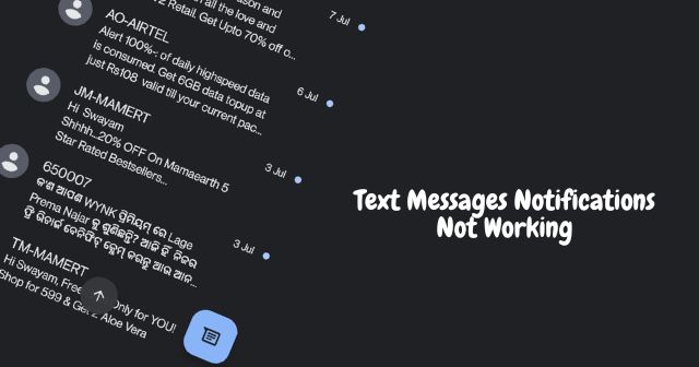 Las notificaciones de mensajes de texto no funcionan