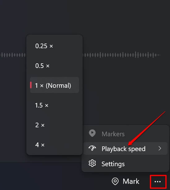 change playback speed of recorded audio in windows sound recorder app