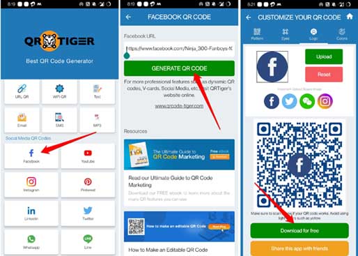 create QR code for Facebook page using QR Tiger