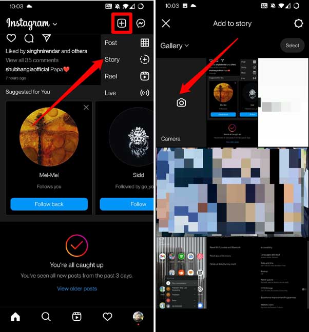 create instagram story put two pictures side by side
