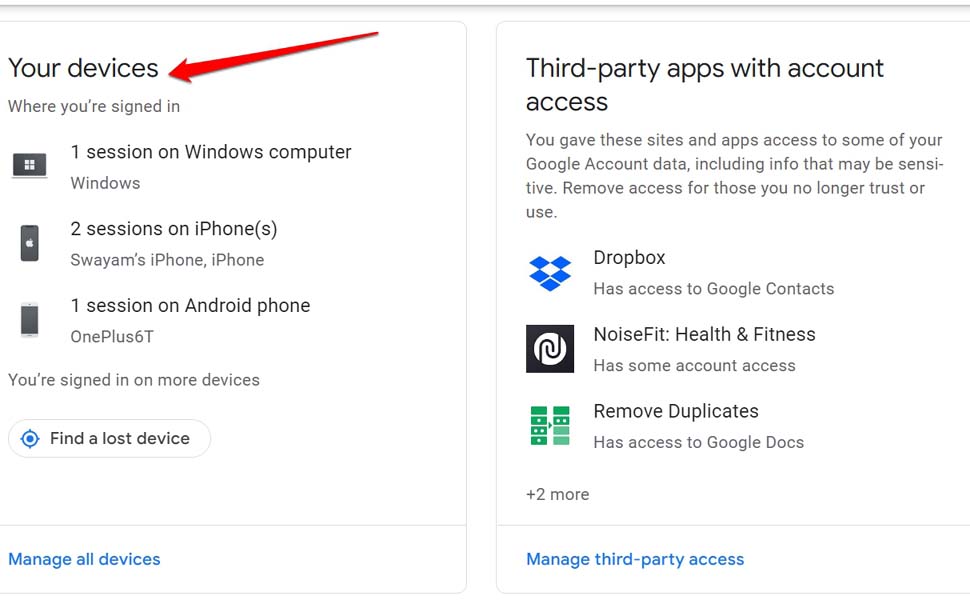 devices used to sign in to Gmail sign in attempt prevented