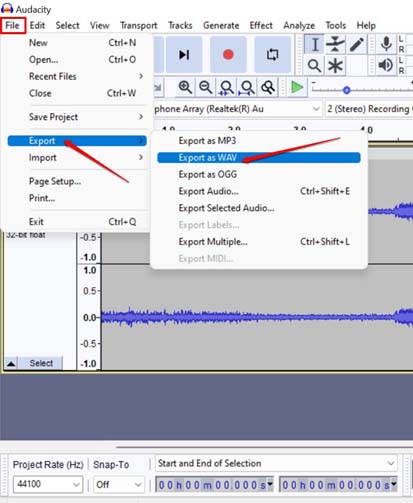 exportar grabación de audio desde Windows 11