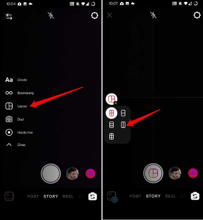 select two image layout instagram