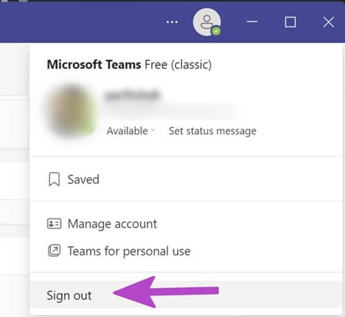 sign out microsoft teams