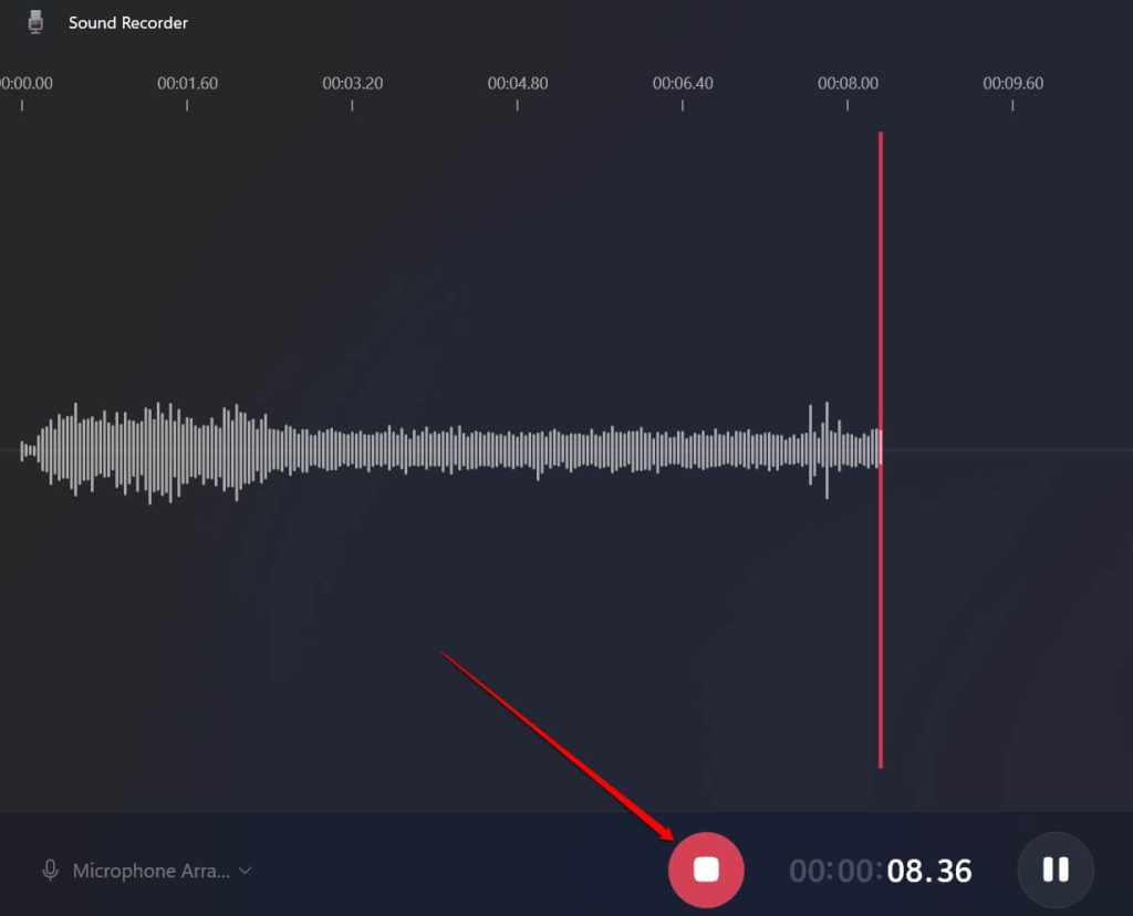 stop recording audio in sound recorder app