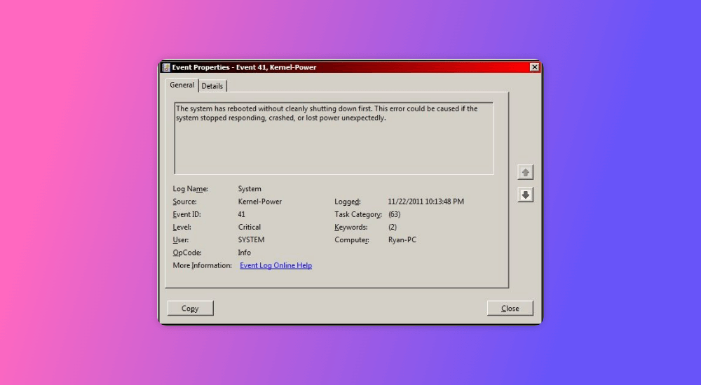Cómo reparar el error de evento ID 41 en Windows 11