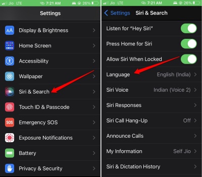 change Siri language to turn off voicemail on iPhone