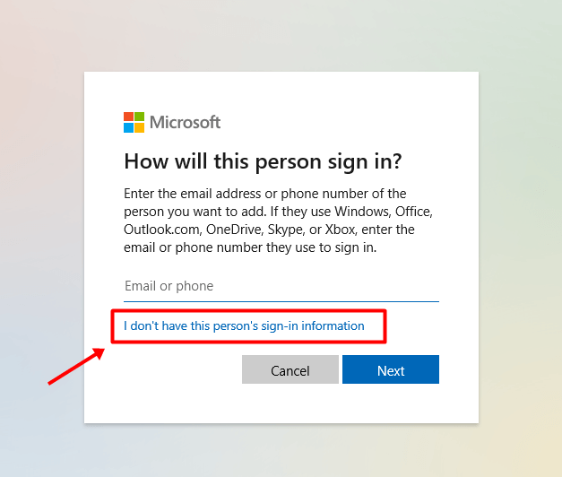 I don't have this person's sign-in information