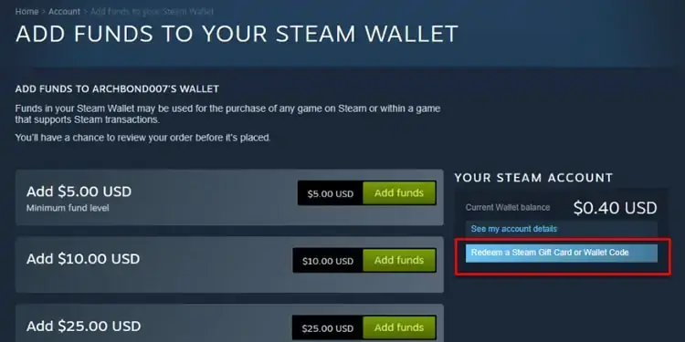 Redeem a Steam Gift Card Or Wallet Code