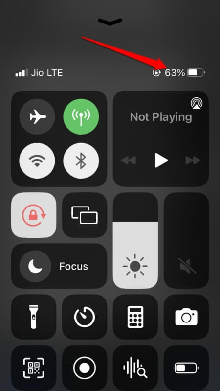 battery percentage on iOS control center