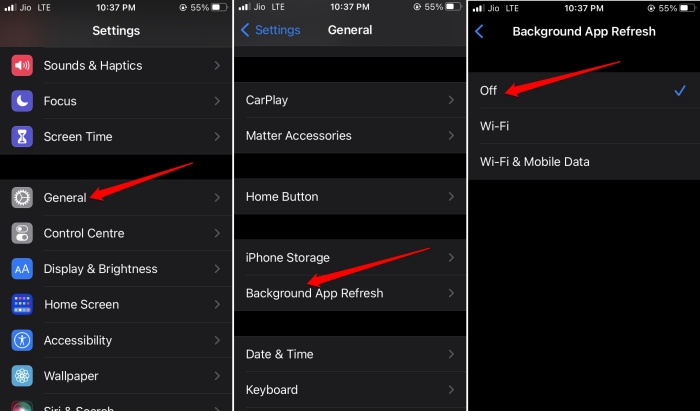 disable background app refresh