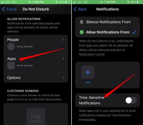 disable time sensitive notifications