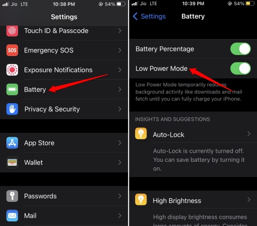 enable low power mode iOS 16