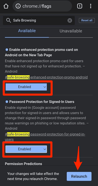 Enable enhanced protection promo card on Android on the new tab page and select the option for Enable