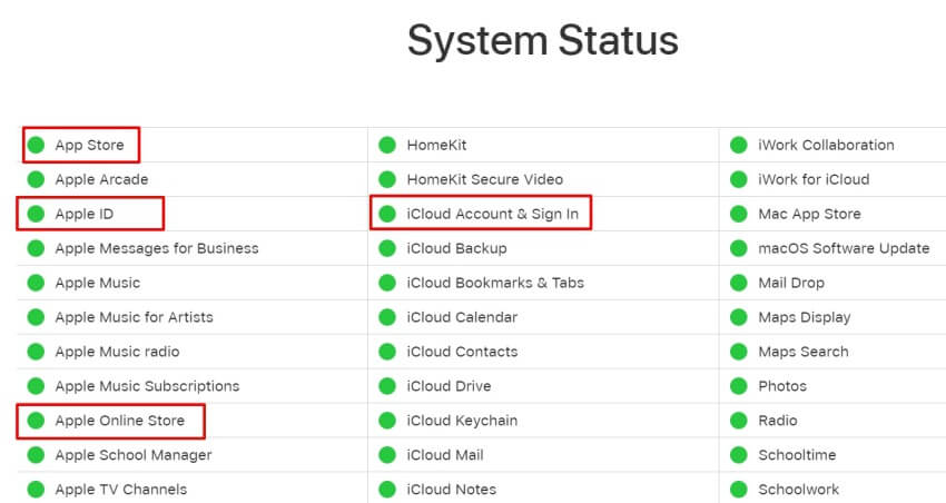 Apple system server check Apple ID
