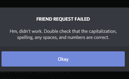 Friend Request Failed on discord