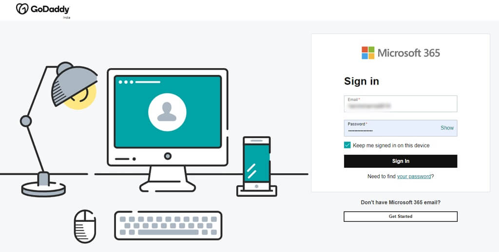 Sign in to GoDaddy Microsoft 365 Email