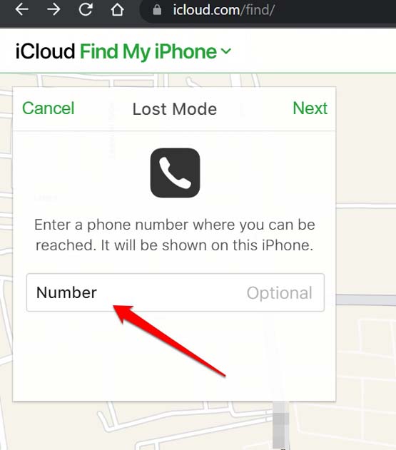 enter phone number to contact for returning iPhone