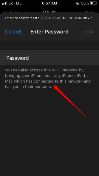 how to share the WiFi password on an iPhone