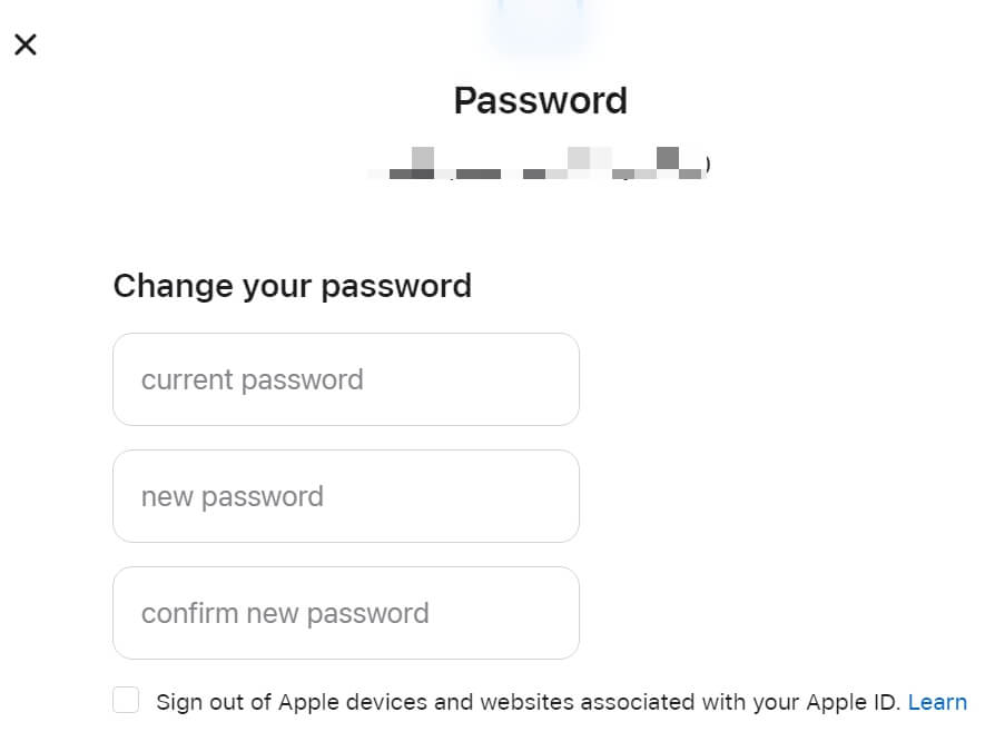 reset Apple ID password from browser
