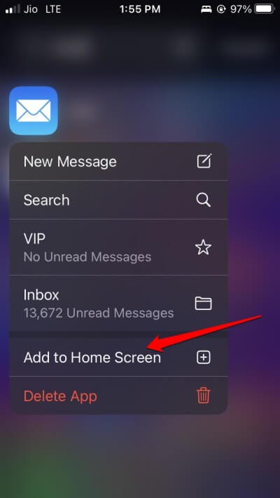 add Mail app to iPhone home screen