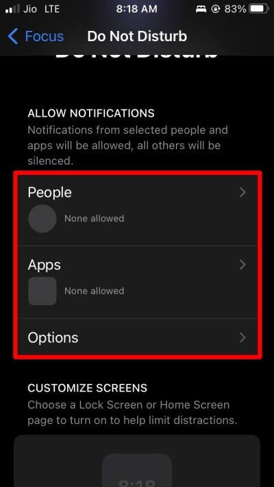 exclude contacts from calling you-