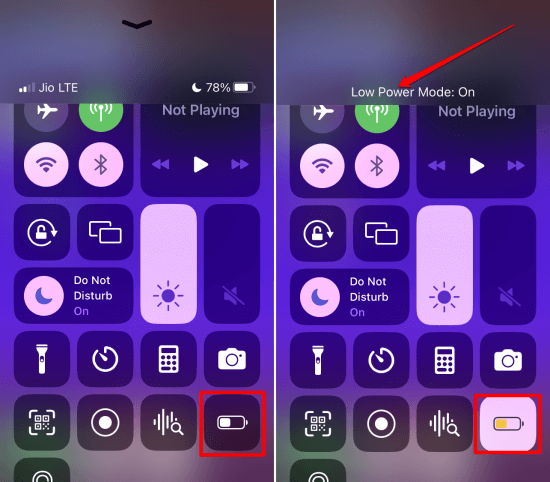 enable low power mode on iOS