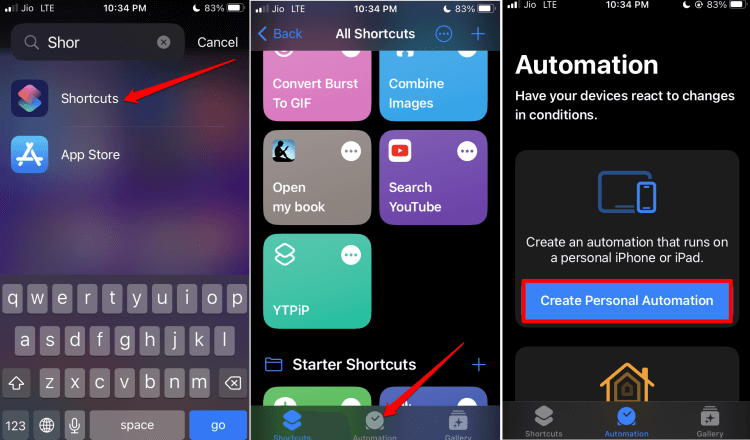 launch Shortcuts app on iPhone