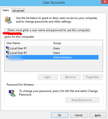Users must enter a username and password to use this computer