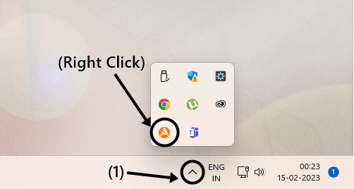 right-click on the antivirus icon
