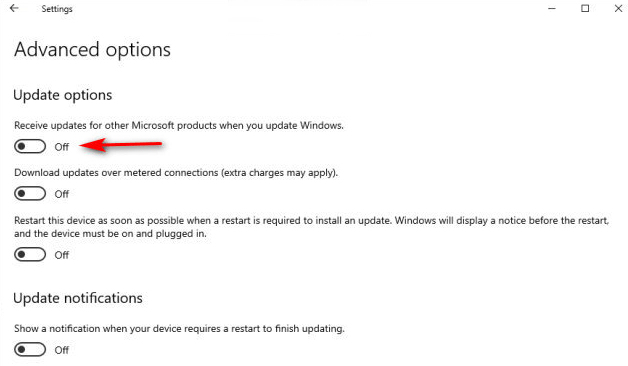 Receive updates for other Microsoft products when you update Windows