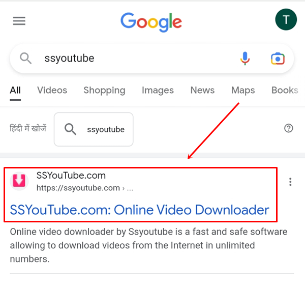 Search SSyoutube on google
