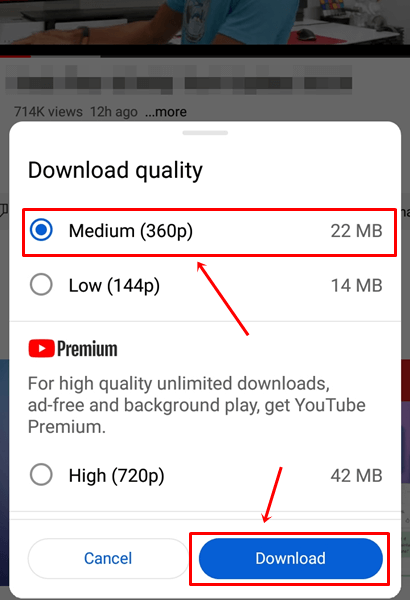 Select Download Quality and tap on Download