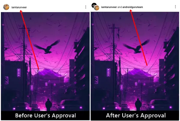 Before and after the User's Approval