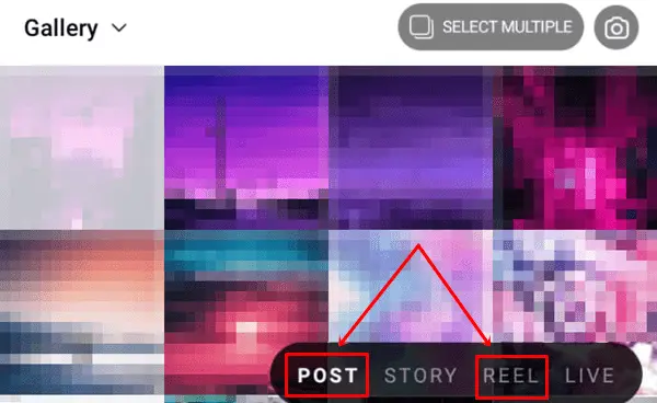 Select the POST or REEL option