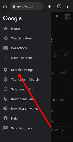 select Search Settings
