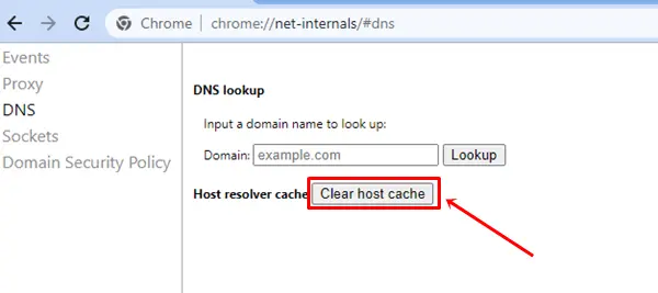 Click on the Clear Host Cache button